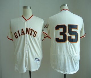 Men's San Francisco Giants #35 Brandon Crawford No Name Cream Home Stitched MLB Majestic Flex Base Jersey