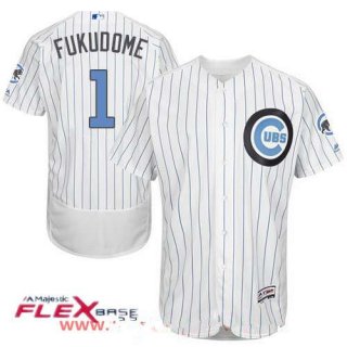 Men's Chicago Cubs #1 Kosuke Fukudome White with Baby Blue Father's Day Stitched MLB Majestic Flex Base Jersey