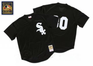 Men's Chicago White Sox #30 Tim Raines Black 1991 Throwback Mesh Batting Practice Stitched MLB Mitchell & Ness Jersey