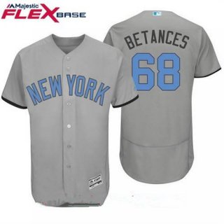 Men's New York Yankees #68 Dellin Betances Name Gray With Baby Blue Father's Day Stitched MLB Majestic Flex Base Jersey