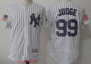 Men's New York Yankees #99 Aaron Judge White 2017 Independence Stars & Stripes Stitched MLB Majestic Flex Base Jersey