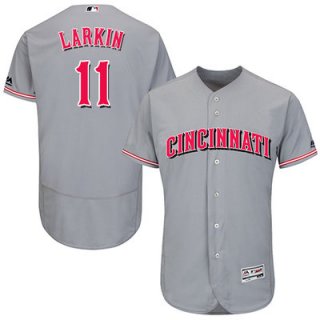 Men's Cincinnati Reds #11 Barry Larkin Grey Flexbase Authentic Collection Stitched MLB Jersey