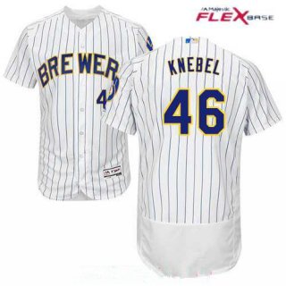 Men's Milwaukee Brewers #46 Corey Knebel White Pinstripe Stitched MLB Majestic Flex Base Jersey