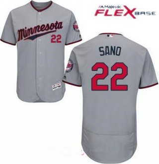 Men's Minnesota Twins #22 Miguel Sano Gray Road Stitched MLB Majestic Flex Base Jersey