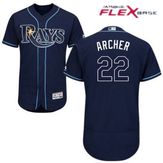 Men's Tampa Bay Rays #22 Chris Archer Navy Blue Alternate Stitched MLB Majestic Flex Base Jersey