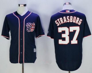 Men's Washington Nationals #37 Stephen Strasburg Navy Blue Alternate Stitched MLB Majestic Cool Base Jersey