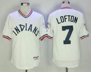 Men's Cleveland Indians #7 Kenny Lofton White 1973 Turn Back the Clock Stitched MLB Majestic Cooperstown Collection Jersey