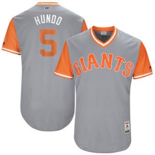 Men's San Francisco Giants Nick Hundley Hundo Majestic Gray 2017 Players Weekend Authentic Jersey