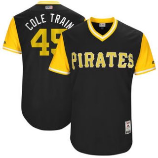 Men's Pittsburgh Pirates Gerrit Cole Cole Train Majestic Black 2017 Players Weekend Authentic Jersey