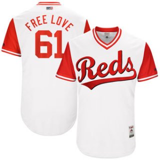 Men's Cincinnati Reds Bronson Arroyo Free Love Majestic White 2017 Players Weekend Authentic Jersey