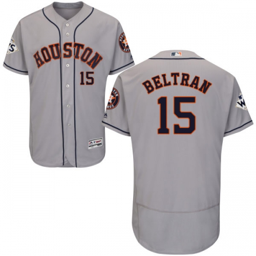 Men's Houston Astros #15 Carlos Beltran Grey Flexbase Authentic Collection 2017 World Series Bound Stitched MLB Jersey