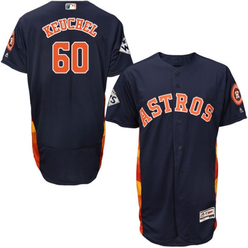 Men's Houston Astros #60 Dallas Keuchel Navy Blue Flexbase Authentic Collection 2017 World Series Bound Stitched MLB Jersey