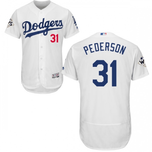 Men's Los Angeles Dodgers #31 Joc Pederson White Flexbase Authentic Collection 2017 World Series Bound Stitched MLB Jersey