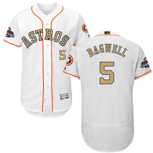 Men's Houston Astros #5 Jeff Bagwell White 2018 Gold Program Flexbase Stitched MLB Jersey