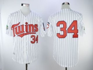 Minnesota Twins #34 Kirby Puckett Cream Strip Cool Base Stitched MLB Jersey