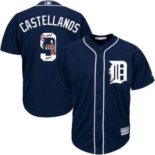 Men's Detroit Tigers #9 Nick Castellanos Navy Blue Team Logo Fashion Stitched MLB Jersey