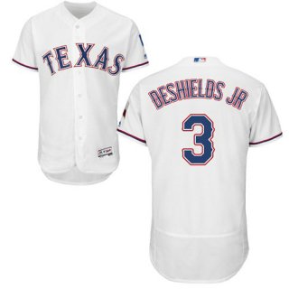 Texas Rangers #3 Delino DeShields Jr. White Flexbase Authentic Collection Stitched Baseball Jersey