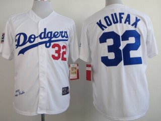 Los Angeles Dodgers #32 Sandy Koufax 1955 Hall of Fame White Throwback Jersey