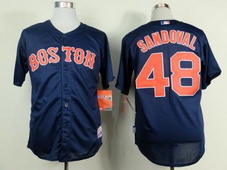 Boston Red Sox #48 Pablo Sandoval Navy Blue Jersey