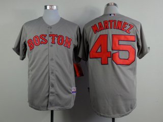 Boston Red Sox #45 Pedro Martinez Gray Cool Base Jersey