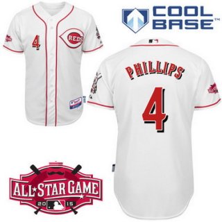 Cincinnati Reds #4 Brandon Phillips 2015 All-Star Patch White Jersey