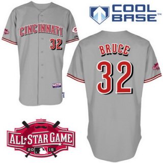 Cincinnati Reds #32 Jay Bruce 2015 All-Star Patch Gray Jersey