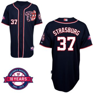 Washington Nationals #37 Stephen Strasburg Navy Blue 10TH Jersey