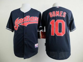 Men's Cleveland Indians #10 Yan Gomes Navy Blue Jersey