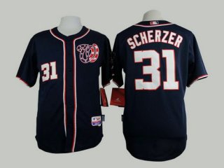 Men's Washington Nationals #31 Max Scherzer Navy Blue Jersey