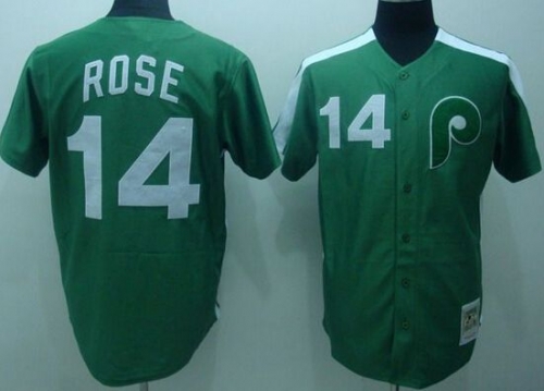 Men's Philadelphia Phillies #14 Pete Rose 1976 Green Mitchell & Ness Throwback Jersey