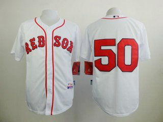 Men's Boston Red Sox #50 Mookie Betts White Jersey