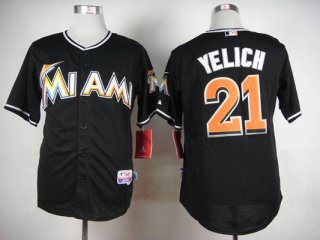 Men's Miami Marlins #21 Christian Yelich Black Jersey