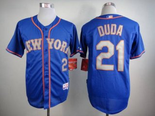 Men's New York Mets #21 Lucas Duda Blue With Gray Jersey