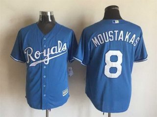 Men's Kansas City Royals #8 Mike Moustakas Alternate Light Blue 2015 MLB Cool Base Jersey