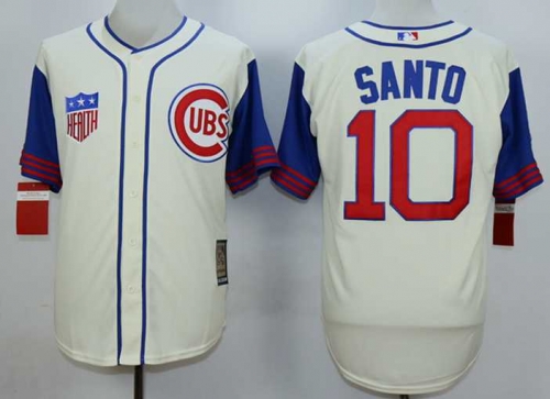 Men's Chicago Cubs #10 Ron Santo Cream 1942 Turn Back The Clock Jersey