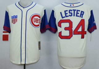 Men's Chicago Cubs #34 Jon Lester Cream 1942 Turn Back The Clock Jersey