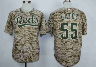 Men's Cincinnati Reds #55 Mat Latos Camo Cool Base Jersey