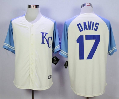 Men's Kansas City Royals #17 Wade Davis Cream New Cool Base Jersey