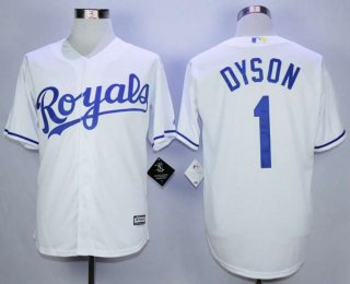 Men's Kansas City Royals #1 Jarrod Dyson White New Cool Base Jersey