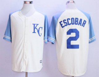 Men's Kansas City Royals #2 Alcides Escobar Cream New Cool Base Jersey