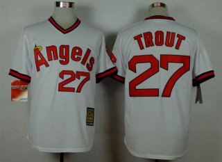 Men's LA Angels Of Anaheim #27 Mike Trout White 1980 Turn Back The Clock Jersey