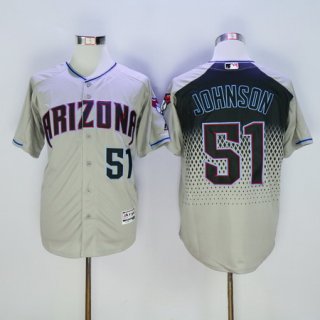 Men's Arizona Diamondbacks #51 Randy Johnson Retired Gray Capri 2016 Flexbase Majestic Baseball Jersey