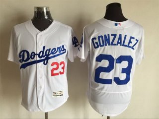 Men's Los Angeles Dodgers #23 Adrian Gonzalez White 2016 Flexbase Majestic Baseball Jersey