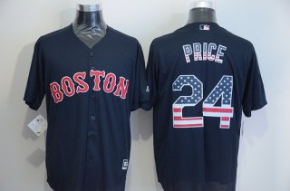 Men's Boston Red Sox #24 David Price Navy Blue USA Flag Fashion MLB Baseball Jersey