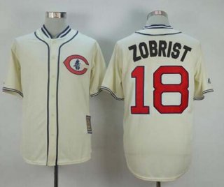 Men's Chicago Cubs #18 Ben Zobrist Cream 1929 Majestic Cooperstown Collection Throwback Jersey