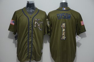 Men's Kansas City Royals #1 Jarrod Dyson Green Salute to Service Majestic Baseball Jersey