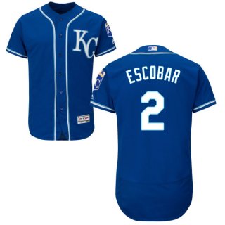 Men's Kansas City Royals #2 Alcides Escobar Navy Blue KC 2016 Flexbase Majestic Baseball Jersey