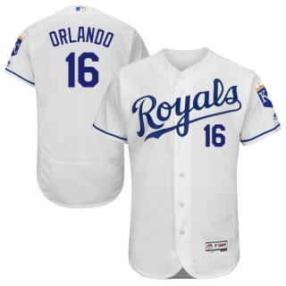 Men's Kansas City Royals #16 Paulo Orlando Majestic White 2016 Flexbase Authentic Collection Jersey