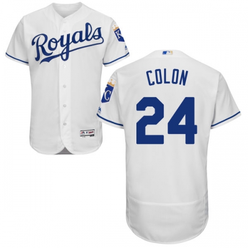 Men's Kansas City Royals #24 Christian Colon Majestic White 2016 Flexbase Authentic Collection Jersey