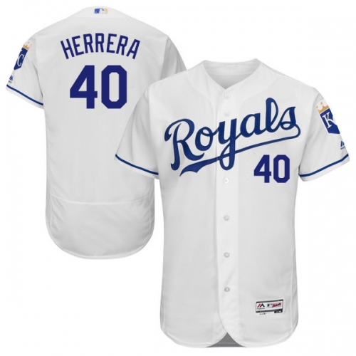 Men's Kansas City Royals #40 Kelvin Herrera White Home 2016 Flexbase Majestic Baseball Jersey